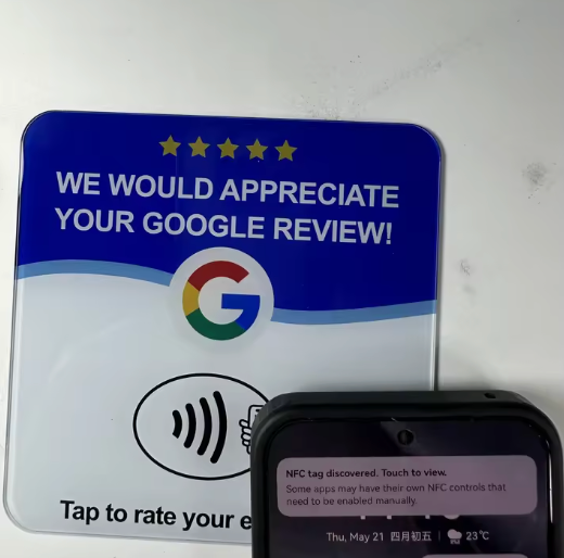 Blue/White NFC Google Review card